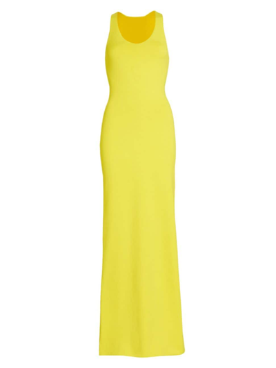 Shop Brandon Maxwell Women's Knit Scoopneck Maxi Dress In Lemon Yellow