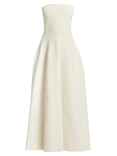 Shop Brandon Maxwell Women's Strapless Knit Maxi Dress In Ivory