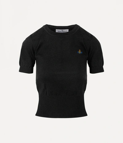 Vivienne Westwood Orb Embroidered Short-sleeved Knit Top In Black