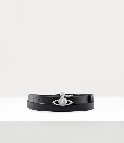 Shop Vivienne Westwood Small Orb Buckle Belt - Palladio In Black-