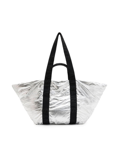 Shop Allsaints Women's Esme Metallic Padded Tote Bag In Silver