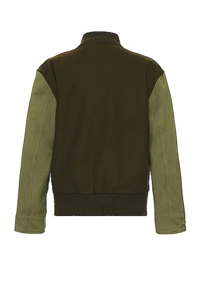 Shop Mister Green M-65 Varsity Jacket In Earth & Olive