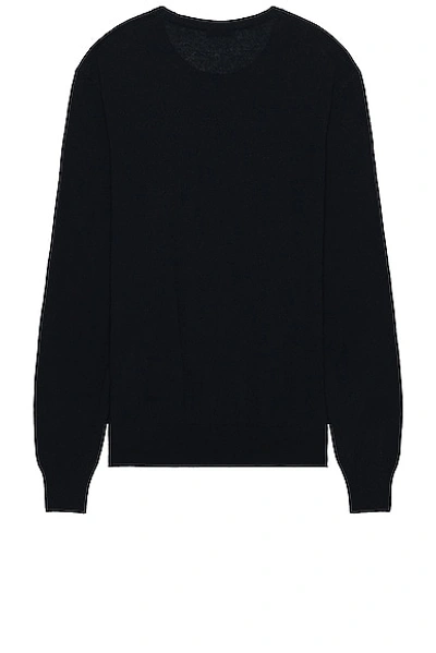 Shop Saint Laurent Pull Col Rond In Bleu Nuit