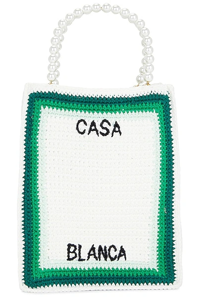 Shop Casablanca Cotton Mini Crochet Bag In Green & Multi