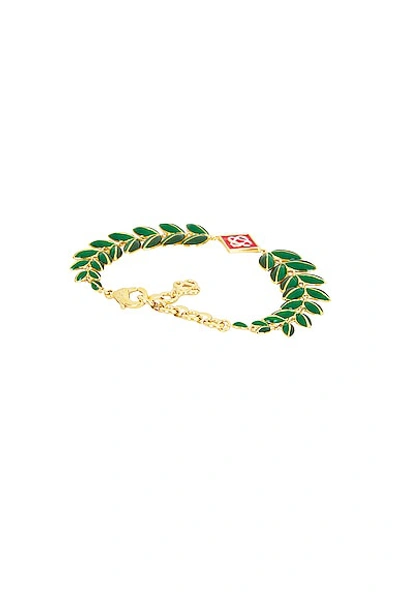 Shop Casablanca Laurel Leaf Bracelet In Brass