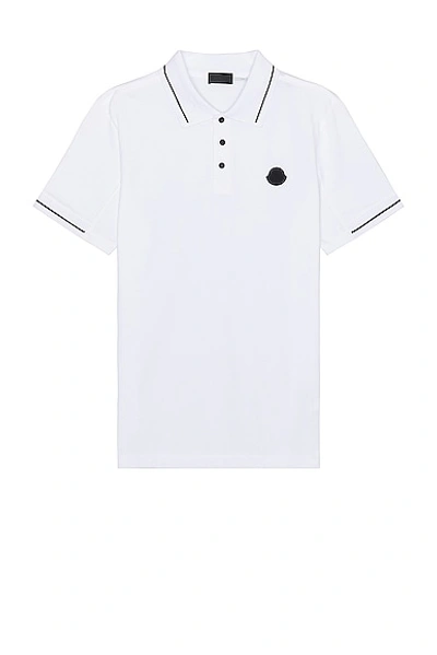 Shop Moncler Short Sleeve Polo In Brilliant White