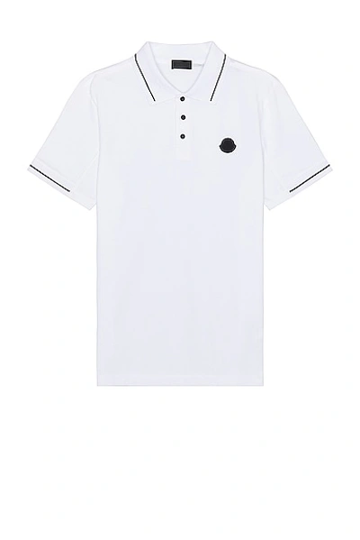 Moncler Logo-patch Cotton Polo Shirt In White