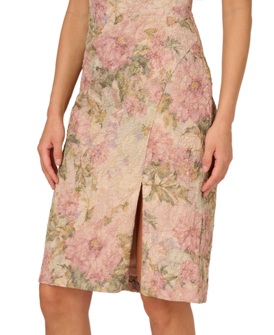 Shop Adrianna Papell Women's Floral Matelasse Square-neck Dress In Rose Multi