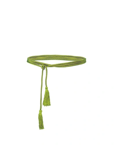 Shop Gemy Maalouf Wraparound Lime Belt With Tassels - Accessories In Green