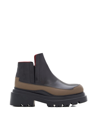Shop Plan C Brush Leather Track Ankle Boots In Black