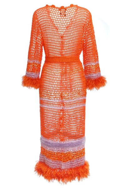 Shop Andreeva Orange Handmade Crochet Cardigan-dress