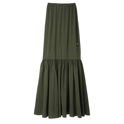 Shop Longchamp Long Skirt In Khaki