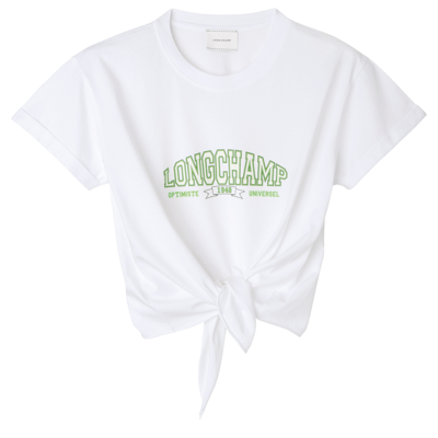 Shop Longchamp T-shirt Noué In Blanc