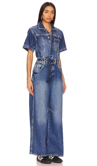 Shop Free People X We The Free Edison Wide Leg Coverall In Blue