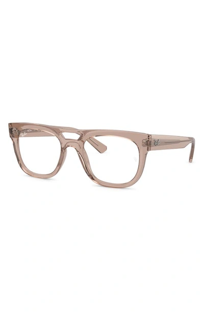 Shop Ray Ban Phil 54mm Square Optical Glasses In Brown