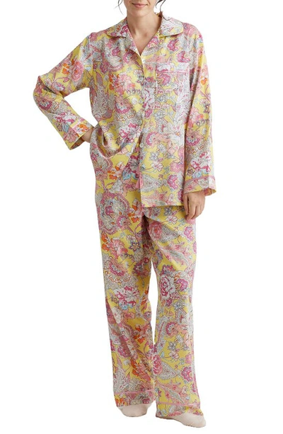 Shop Papinelle Ella Cotton Pajamas In Lemon Zest