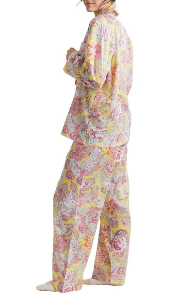 Shop Papinelle Ella Cotton Pajamas In Lemon Zest