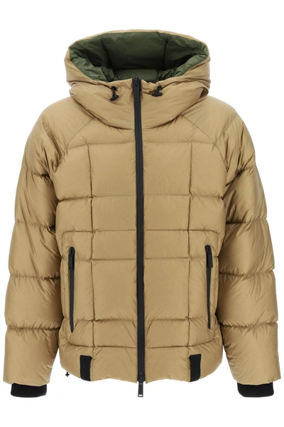 Shop Dsquared2 Logo Print Hooded Down Jacket In Beige