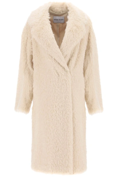 Shop Stand Studio Nicole Eco Fur Coat In White