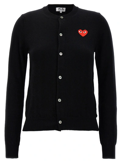 Shop Comme Des Garçons Play Red Heart Sweater, Cardigans In Black