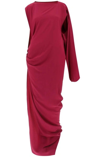Shop Rick Owens Draped Asymmetrical Maxi Dress In Purple