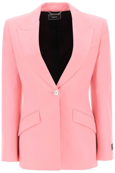 Shop Versace Allover' Single Breasted Jacket In Pink