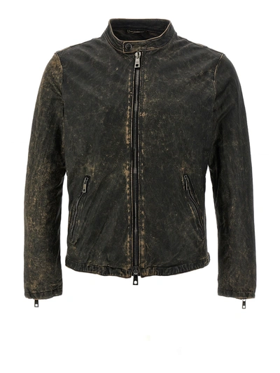 Shop Giorgio Brato Vintage Leather Jacket Casual Jackets, Parka In Brown