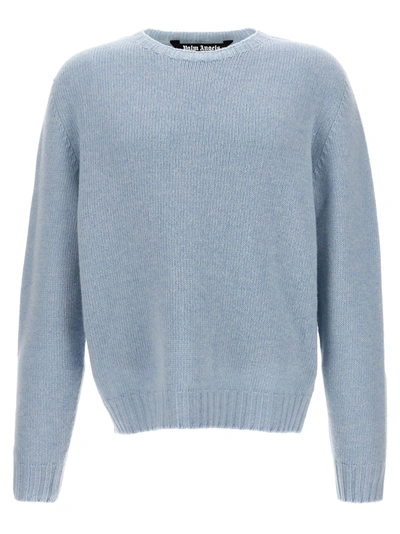 Shop Palm Angels Curved Logo Sweater, Cardigans In Light Blue