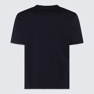Shop Brunello Cucinelli Navy Blue Cotton T-shirt
