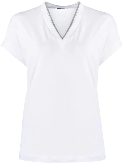 Shop Brunello Cucinelli V Neck T-shirt Clothing In White