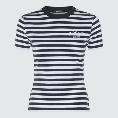 Shop Versace T-shirts And Polos In White+navy+multicolor