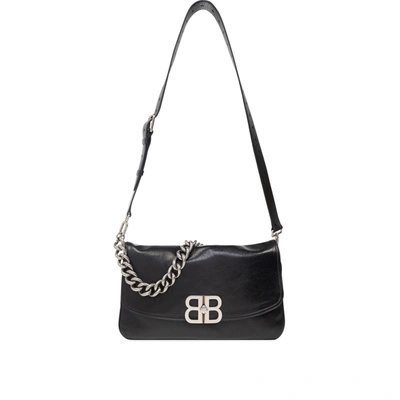 Shop Balenciaga Bb Soft Medium Flap Bag In Black