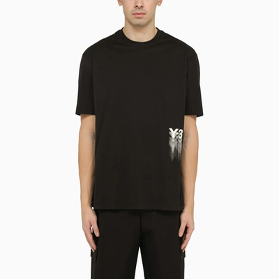 Shop Y-3 Adidas  Black Crew-neck T-shirt With Logo Blurs