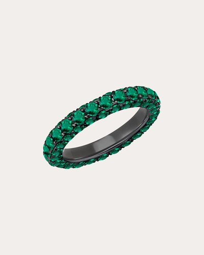 Shop Graziela Gems Women's Emerald Three-sided Band 18k Gold In Green