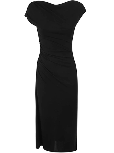 Shop Alberta Ferretti Organdy Midi Dress Clothing In Black