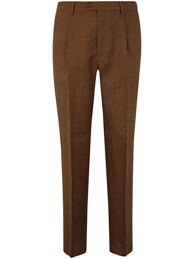 Shop Etro Single Pleat Trousers Clothing In Brown