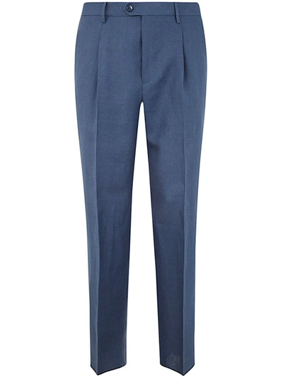 Shop Etro Single Pleat Trousers Clothing In Blue