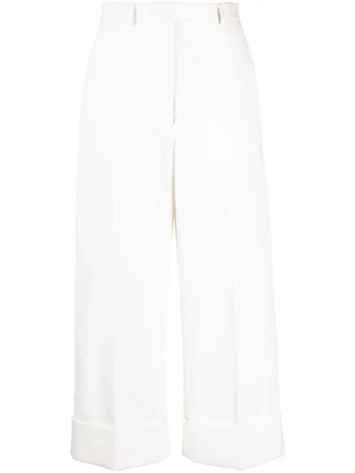 Shop Thom Browne High Waisted Straight Leg Trouser In Organic Cotton Canvas Clothing In White