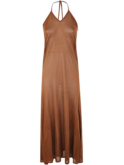 Shop Tom Ford Slinky Viscose Jersey - 14gg Halterneck Dress Clothing In Brown