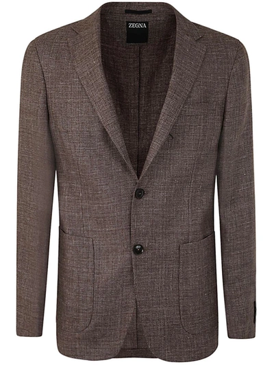 Shop Zegna Linen And Wool Jacket Clothing In Brown