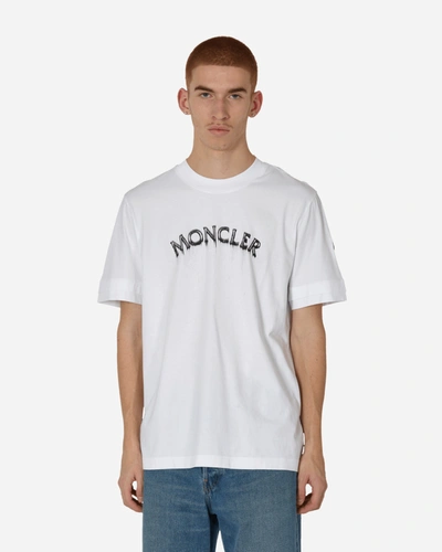Shop Moncler Matt Black Logo T-shirt In White