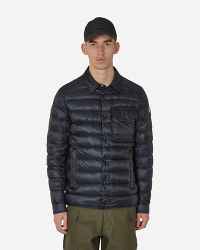 Shop Moncler Tenibres Down Overshirt Navy In Blue