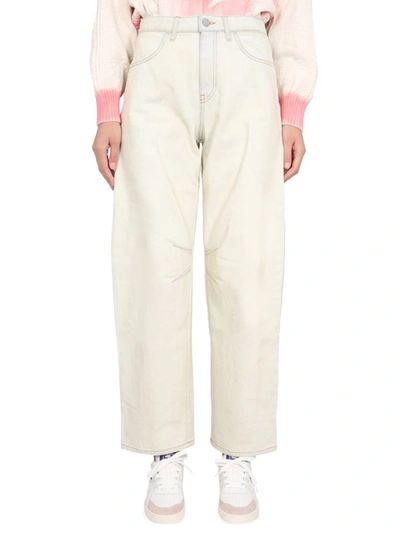 Shop Palm Angels Carrot Fit Jeans In White