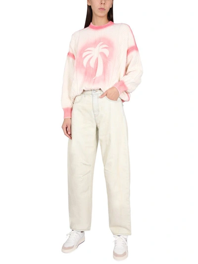 Shop Palm Angels Carrot Fit Jeans In White