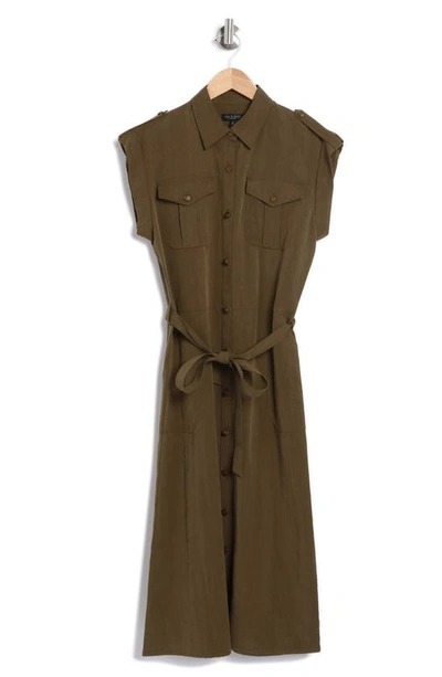 Shop Rag & Bone Roxanne Cap Sleeve Utility Shirtdress In Army Green