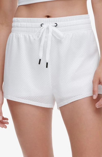Shop Dkny Chintz Honeycomb Mesh Shorts In White