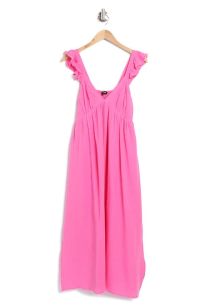 Shop Wishlist Ruffle Cotton Gauze Dress In Hibiscus