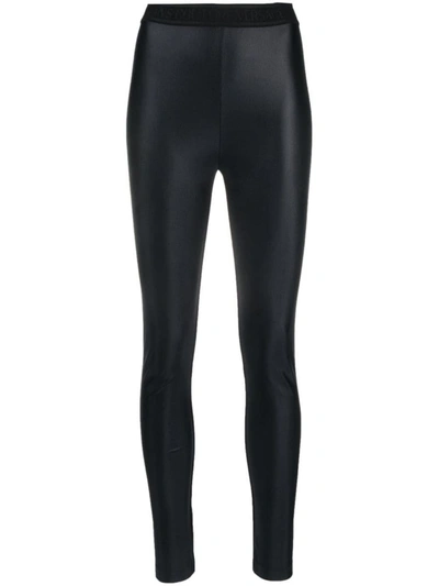 Shop Versace Jeans Couture High Waisted Leggings In Black