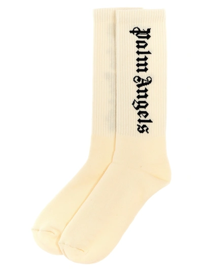 Shop Palm Angels Classic Logo Socks White/black