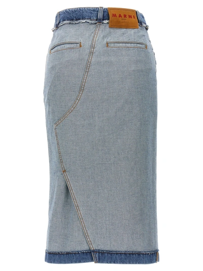 Shop Marni Denim Midi Skirt Skirts Light Blue